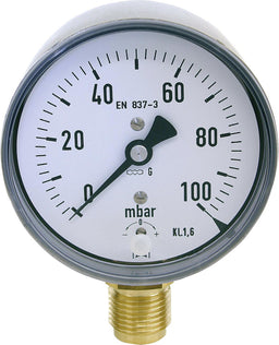 Manomètre à capsule AFRISO en acier inoxydable, Ø 80 mm, radial, DN 15 (1/2")