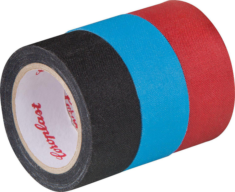 Lot de rubans adhésifs tissés 19 mm × 2,5 m bleu / noir / rouge