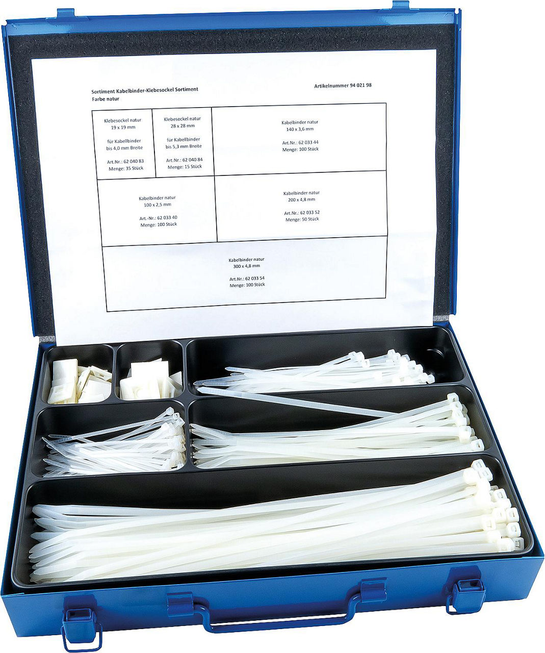 Coffret d'assortiment d'attaches-câbles et embases adhésives, 400 pièces