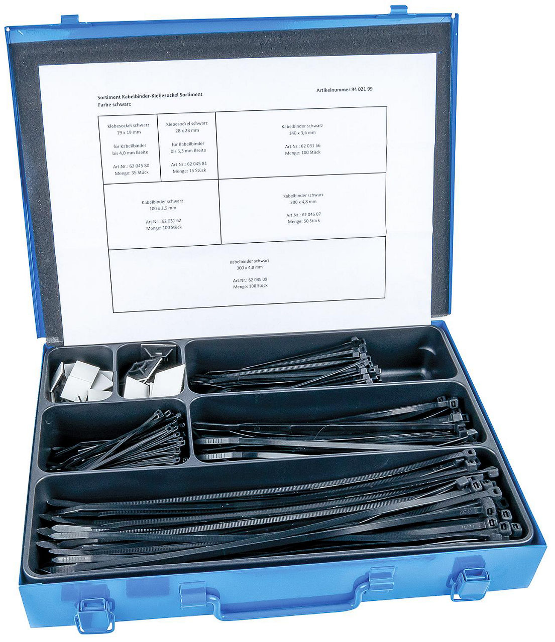 Coffret d'assortiment d'attaches-câbles et embases adhésives, 400 pièces
