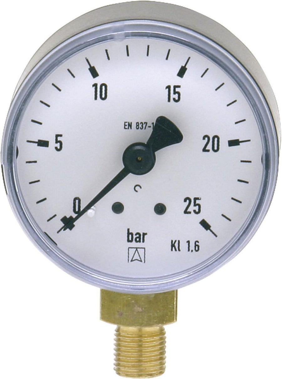 Manomètre d'huile AFRISO, Ø 50 mm, radial, DN 6 (1/8"), 0-25 bar