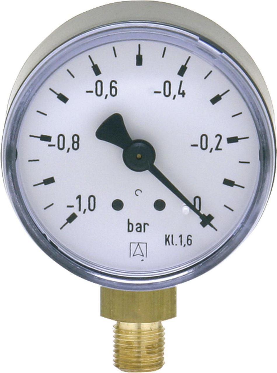 Vacuomètre AFRISO, Ø 50 mm, radial, DN 6 (1/8"), -1 à 0 bar