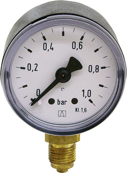 Manomètre à tube de Bourdon AFRISO, boîtier ABS, Ø 40 mm, radial, DN 6 (1/8")