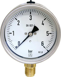 Manomètre AFRISO en acier inoxydable, bague à baïonnette, Ø 100 mm, radial, DN 15 (1/2")