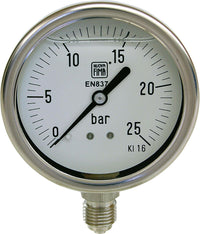Manomètre à bain de glycérine AFRISO, modèle chimie, Ø 63 mm, radial, DN 8 (1/4")