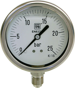 Manomètre à bain de glycérine AFRISO, modèle chimie, Ø 63 mm, radial, DN 8 (1/4")