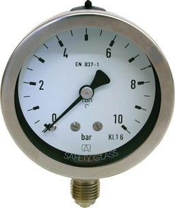 Manomètre AFRISO en acier inoxydable, modèle chimie, Ø 63 mm, radial, DN 8 (1/4")