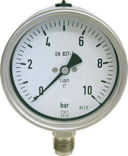 Manomètre AFRISO en acier inoxydable, modèle chimie, Ø 100 mm, radial, DN 15 (1/2")