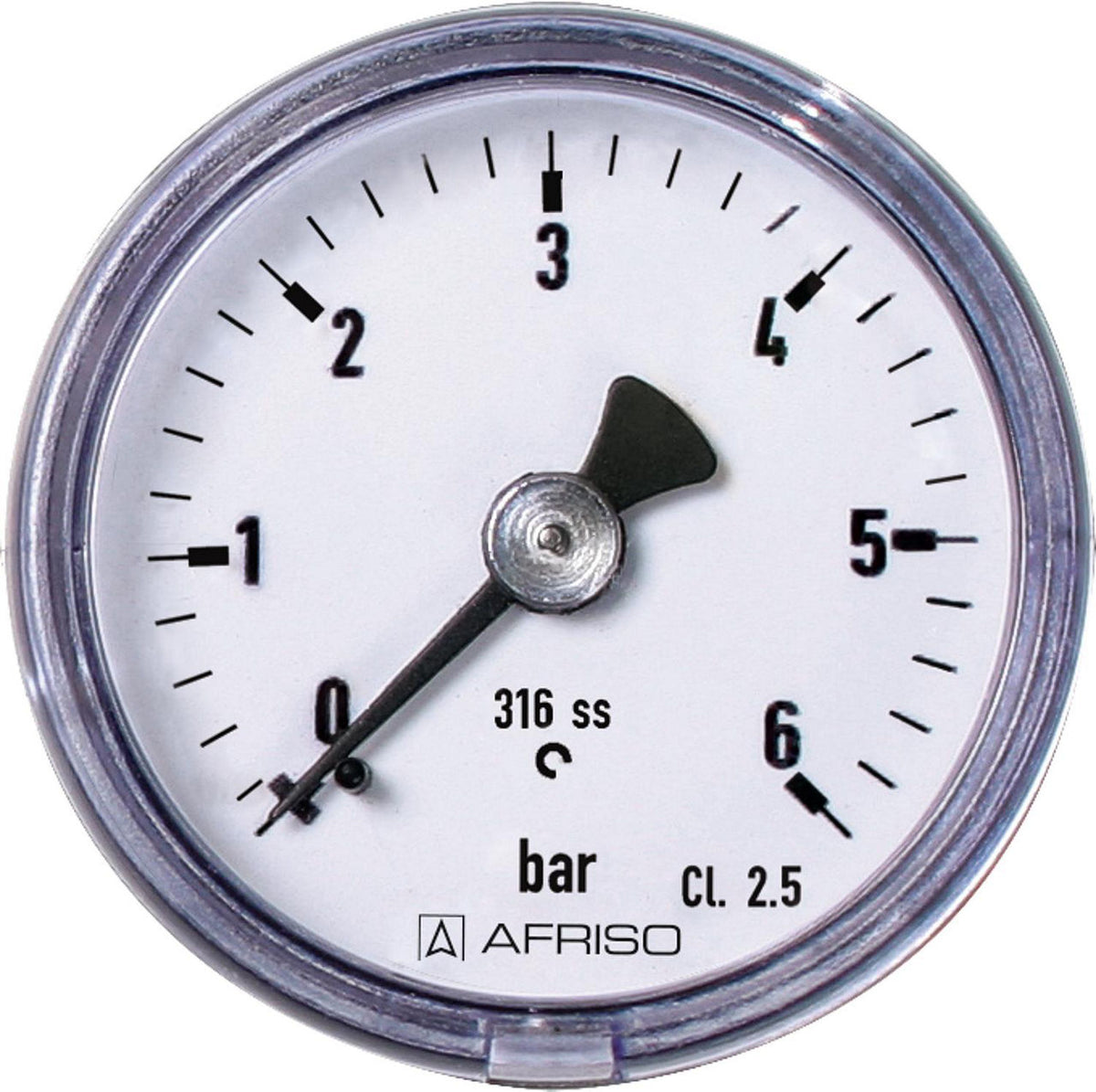 Manomètre AFRISO en acier inoxydable, Ø 40 mm, axial, DN 6 (1/8")