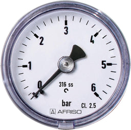 Manomètre AFRISO en acier inoxydable, Ø 40 mm, axial, DN 6 (1/8")