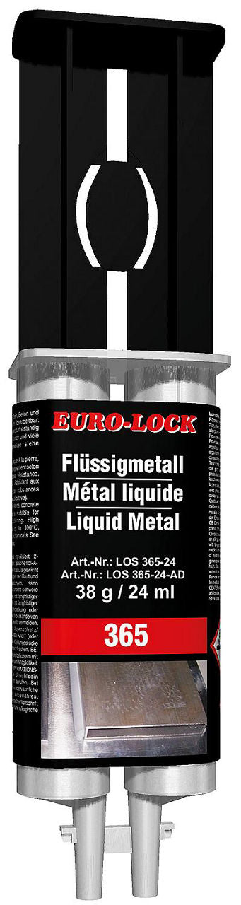 Métal liquide (2K) EURO-LOCK LOS 365, cartouche double de 24 ml + adaptateur + buse mélangeuse