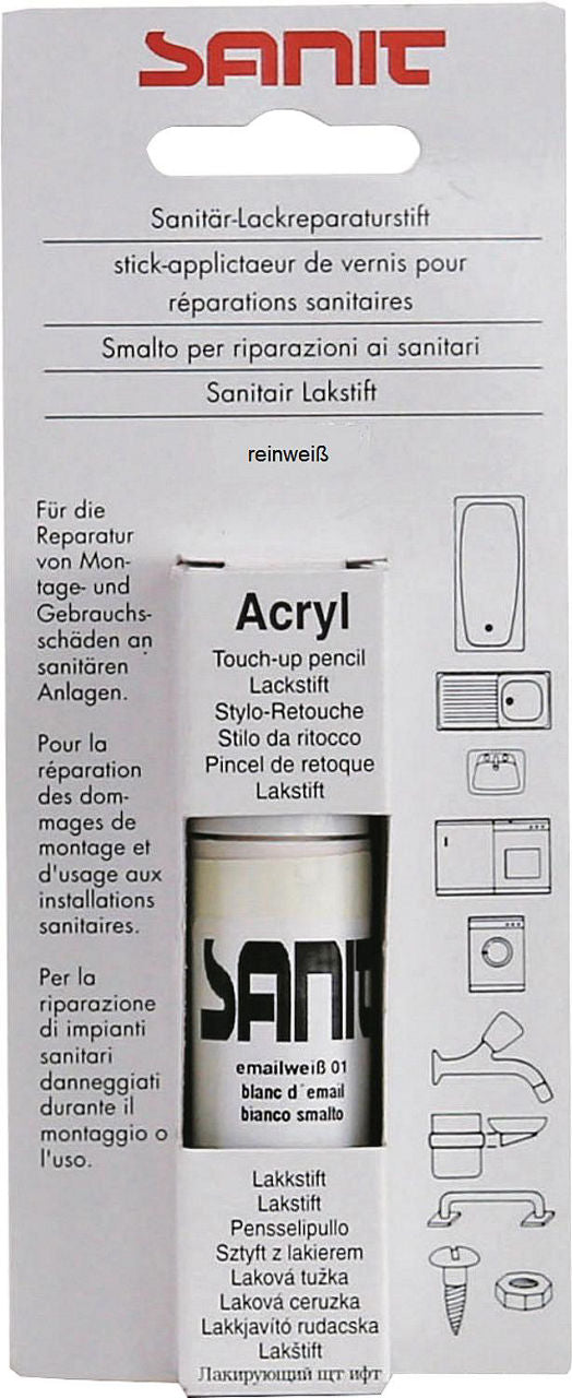 Stylo de retouche laque SANIT blanc pur 12 ml