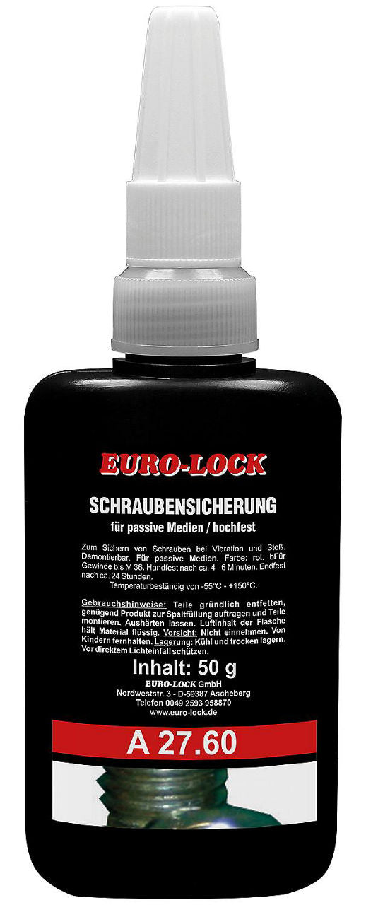 Agent de blocage des vis, haute résistance, EURO-LOCK A 27.60 flacon doseur 50g, mat. passiv