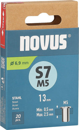 Écrou à sertir borgne Novus S7M5, acier