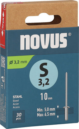 Rivets borgnes Novus S 3,2 × 10, acier