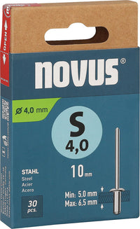 Rivets borgnes Novus S 4,0 × 10, acier