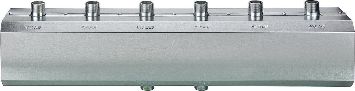 Collecteur-répartiteur de chauffage type HVI à séparation thermique avec isolation, DN 25 (1") – 50 kW