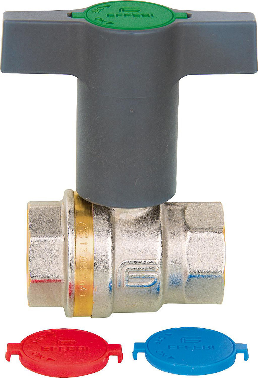 Robinet à boisseau sphérique eau potable EFFEBI femelle × femelle, poignée en T plastique