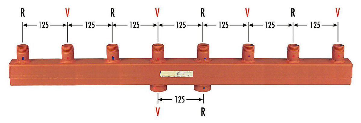 Collecteur-répartiteur de chauffage MAGRA type 60-12,5 à bride ovale DN 25 (1") – 70 kW, 3 m³/h