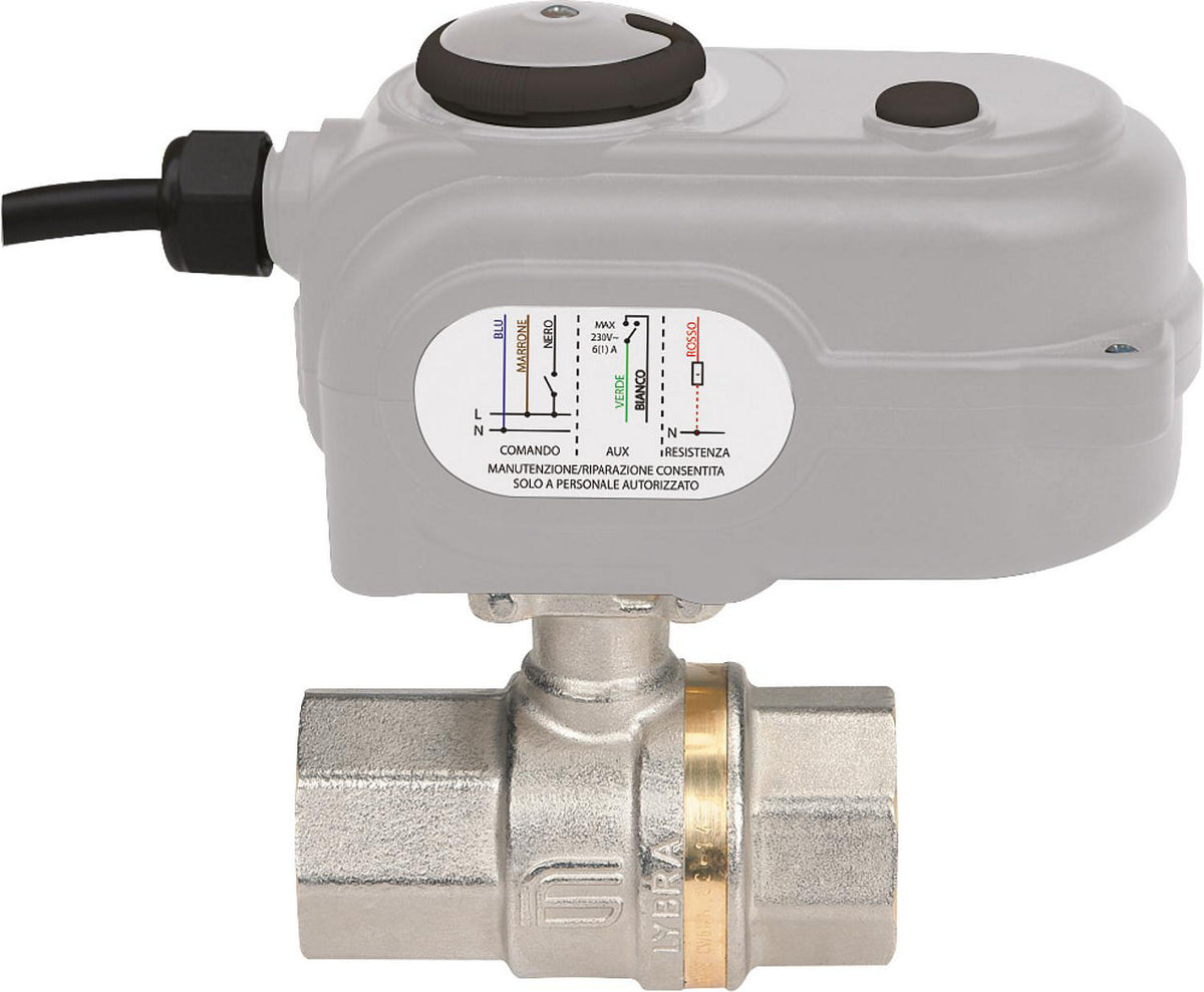 Robinet à boisseau sphérique laiton motorisé LYBRA, passage intégral PN25, série MP 81 (non sanitaire)