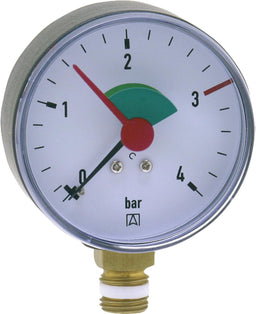 Manomètre de chauffage AFRISO, Ø 63 mm, radial, DN 8 (1/4")