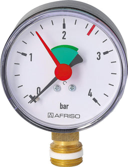 Manomètre de chauffage AFRISO, Ø 63 mm, radial, DN 10 (3/8")