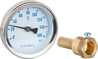 Thermomètre bimétallique solaire AFRISO BiTh 63, axial, Ø 63 mm, DN 15 (1/2")