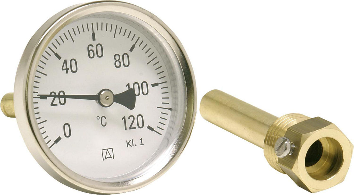Thermomètre bimétallique à cadran AFRISO BiTh, axial, DN 15 (1/2")