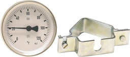 Thermomètre à contact AFRISO, Ø 63 mm, collier universel DN 10 (3/8") à DN 40 (1 1/2")