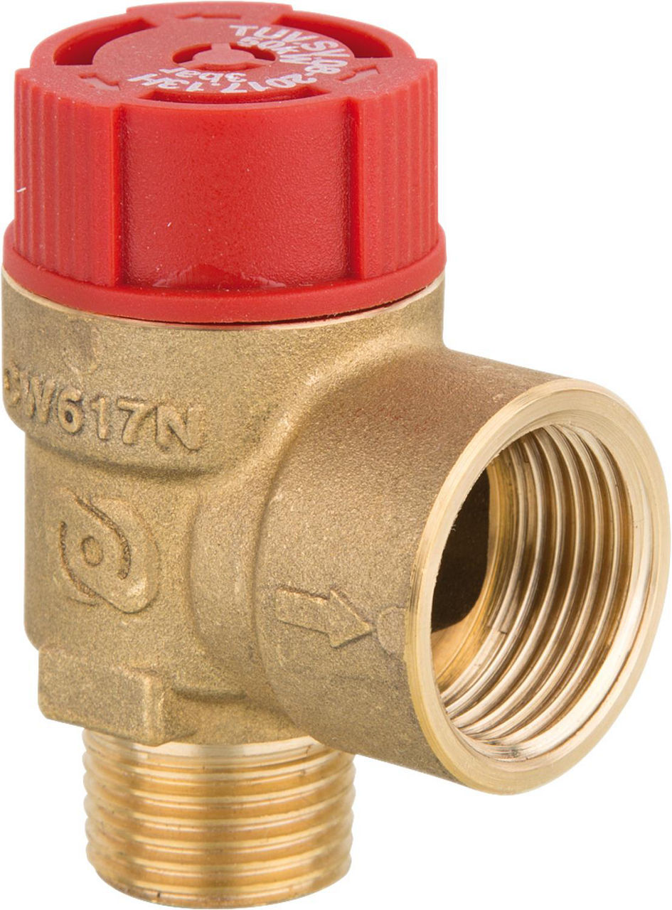 Soupape de sécurité à membrane Evenes pour chauffage, DN 15 (1/2") mâle, 3 bar