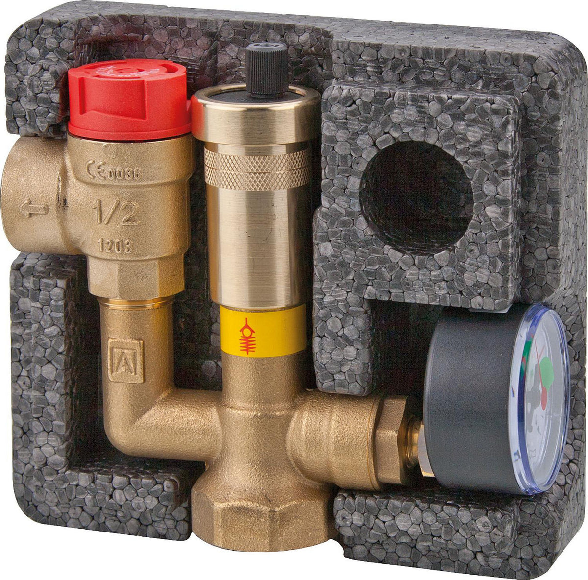 Kit de sécurité chaudière AFRISO MINI en laiton avec isolation, DN 25 (1") femelle, 3 bar