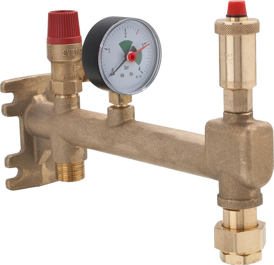 Groupe de raccordement de vase ZILMET® type SV pour chauffage, 3 bar, avec soupape de sécurité