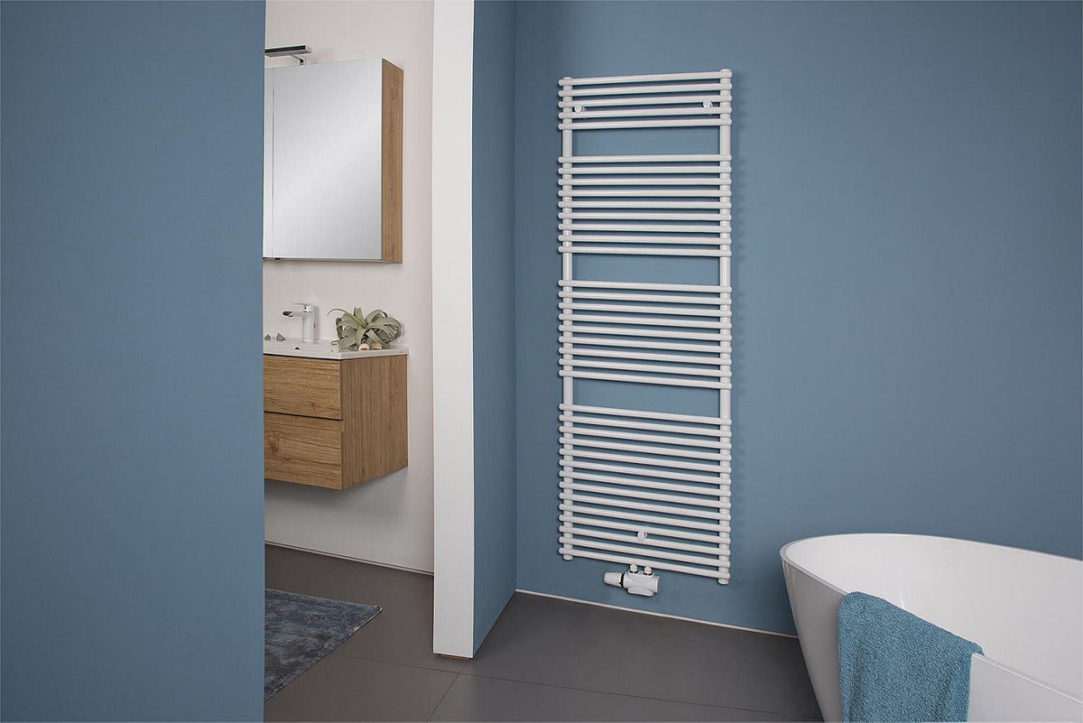Radiateur sèche-serviettes Catania avec raccord central, blanc RAL 9016