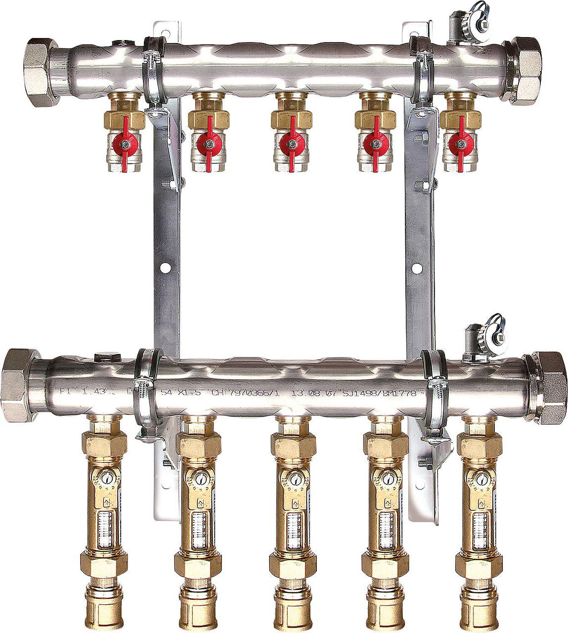 Collecteur d'eau glycolée strawa e-class type 38 VA en acier inoxydable DN 50 (2"), avec Tacosetter au retour
