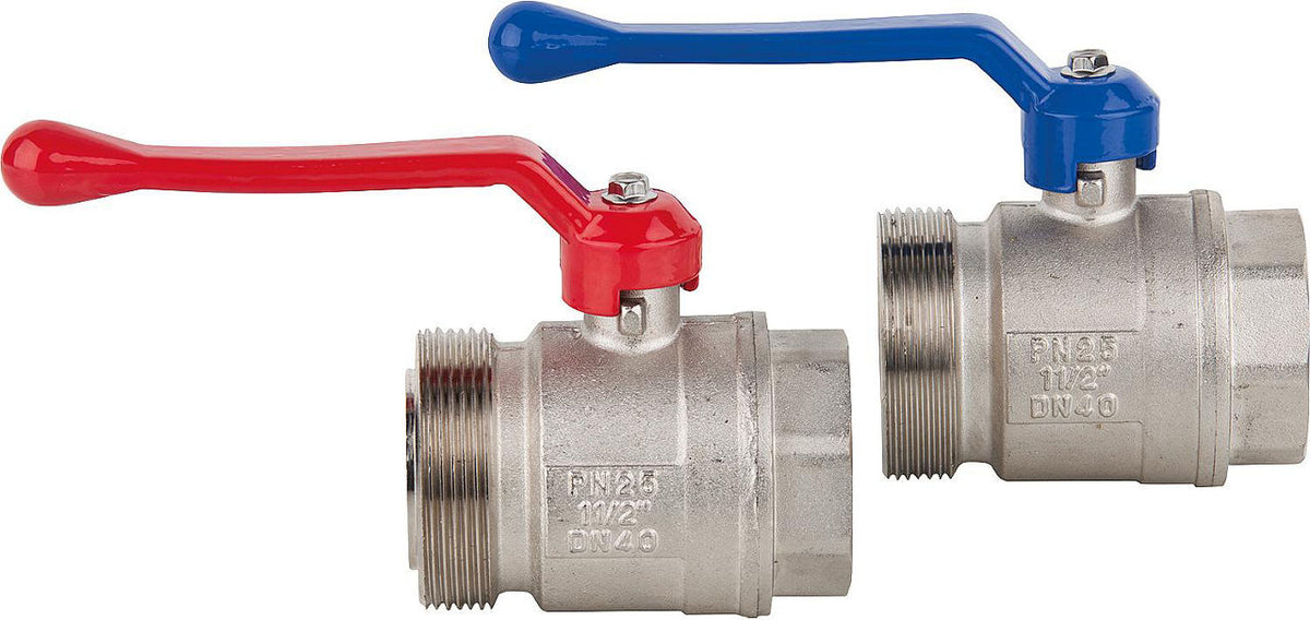 Kit de 2 robinets à boisseau sphérique DN 40 (1 1/2") à joint plat pour collecteur DN 50 (2")