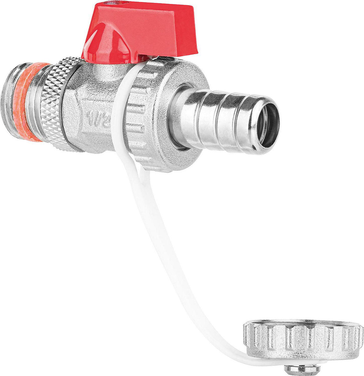 Robinet de vidange KFE à boisseau sphérique 1/2" laiton nickelé, levier, joint PTFE