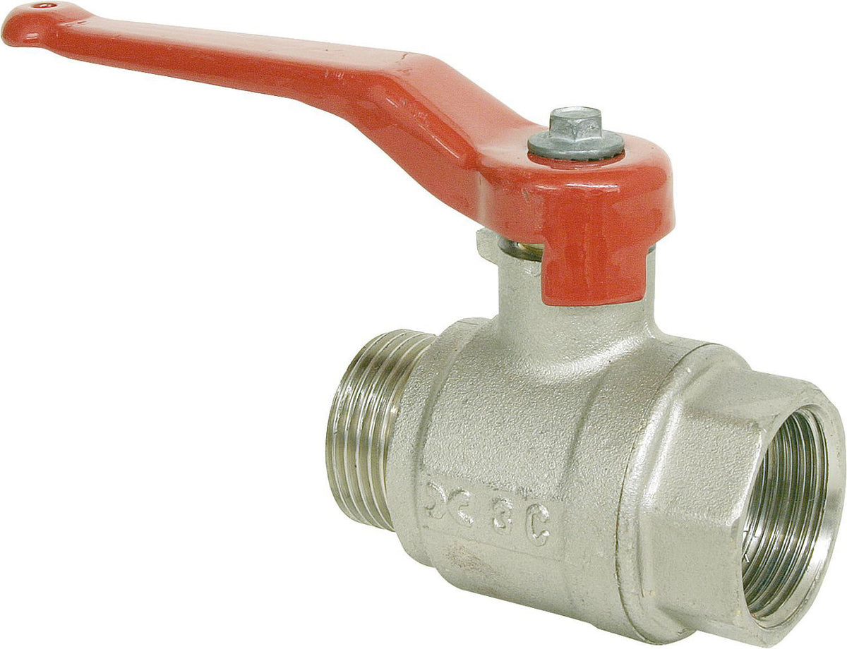 Robinet à boisseau sphérique laiton femelle × mâle PN40, poignée à levier (DN8–DN50)
