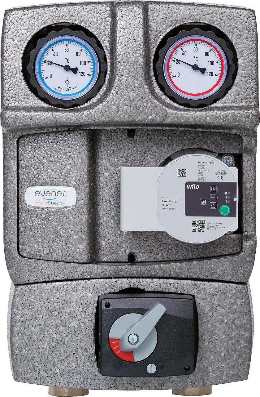 Kit modules hydrauliques Easyflow DN25 R1" avec soupape différentielle et isolation EPP type 6 avec mélangeur 4 voies