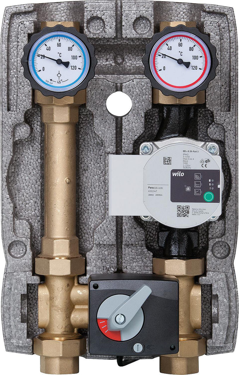 Modules hydraulique Easyflow DN 25 R1" sans soupape differentielle et avec isolation EPP type 3 avec mélangeur 4 voies