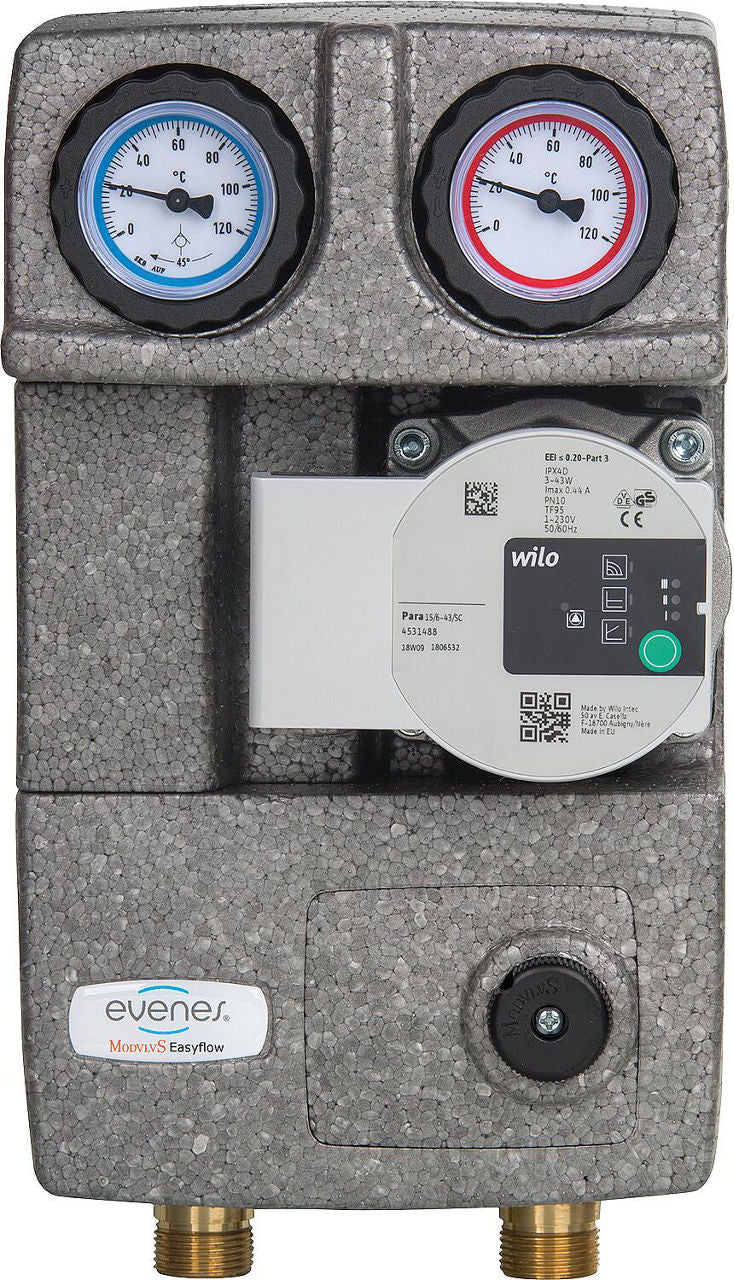 Module hydraulique Easyflow DN20 avec mélangeur 3 voies, raccord compteur d energie