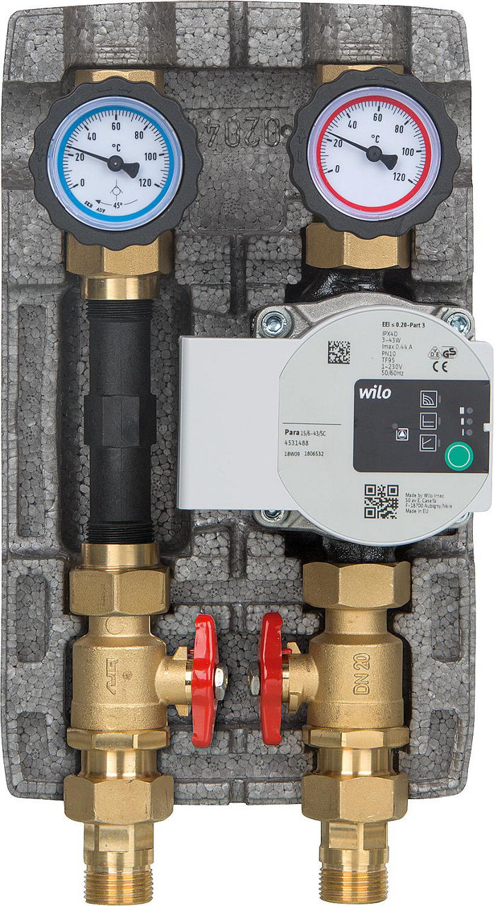 Module hydraulique Easyflow DN20 non mélangé, raccord compteur d energie