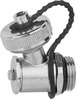 Robinet de remplissage et de vidange DN 15 (1/2") autoétanche, laiton nickelé, sortie oblique