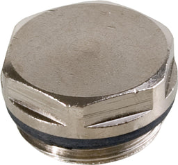 Bouchon d'obturation pour radiateur, laiton nickelé, joint EPDM