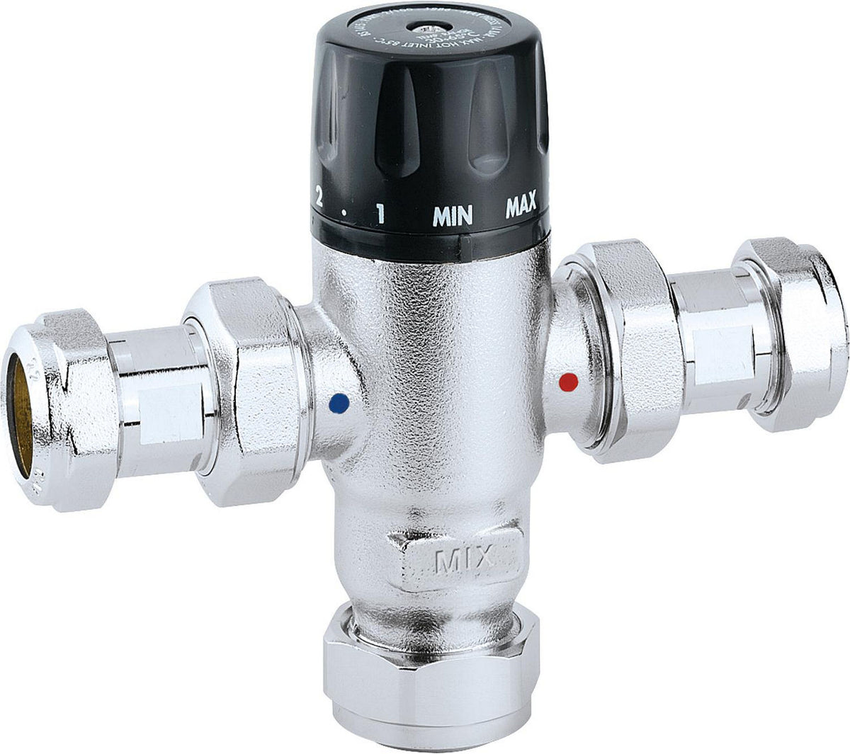 Mitigeur thermostatique Caleffi 521 réglable, chromé, Ø 22 mm