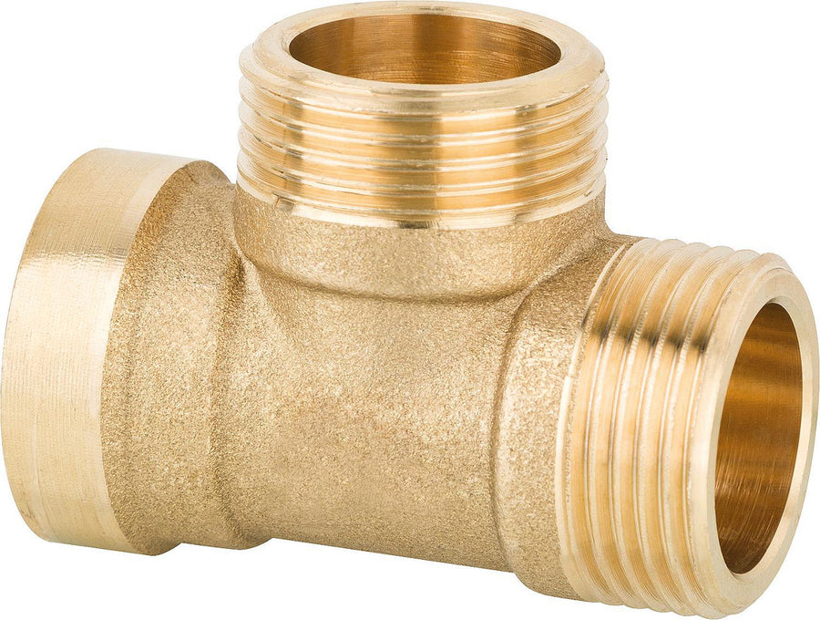 Té laiton DN15(1/2") F x DN20(3/4") M x DN20(3/4") M joint plat PN10