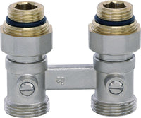 Raccord double à boisseau sphérique bitube DN 15 (1/2") mâle