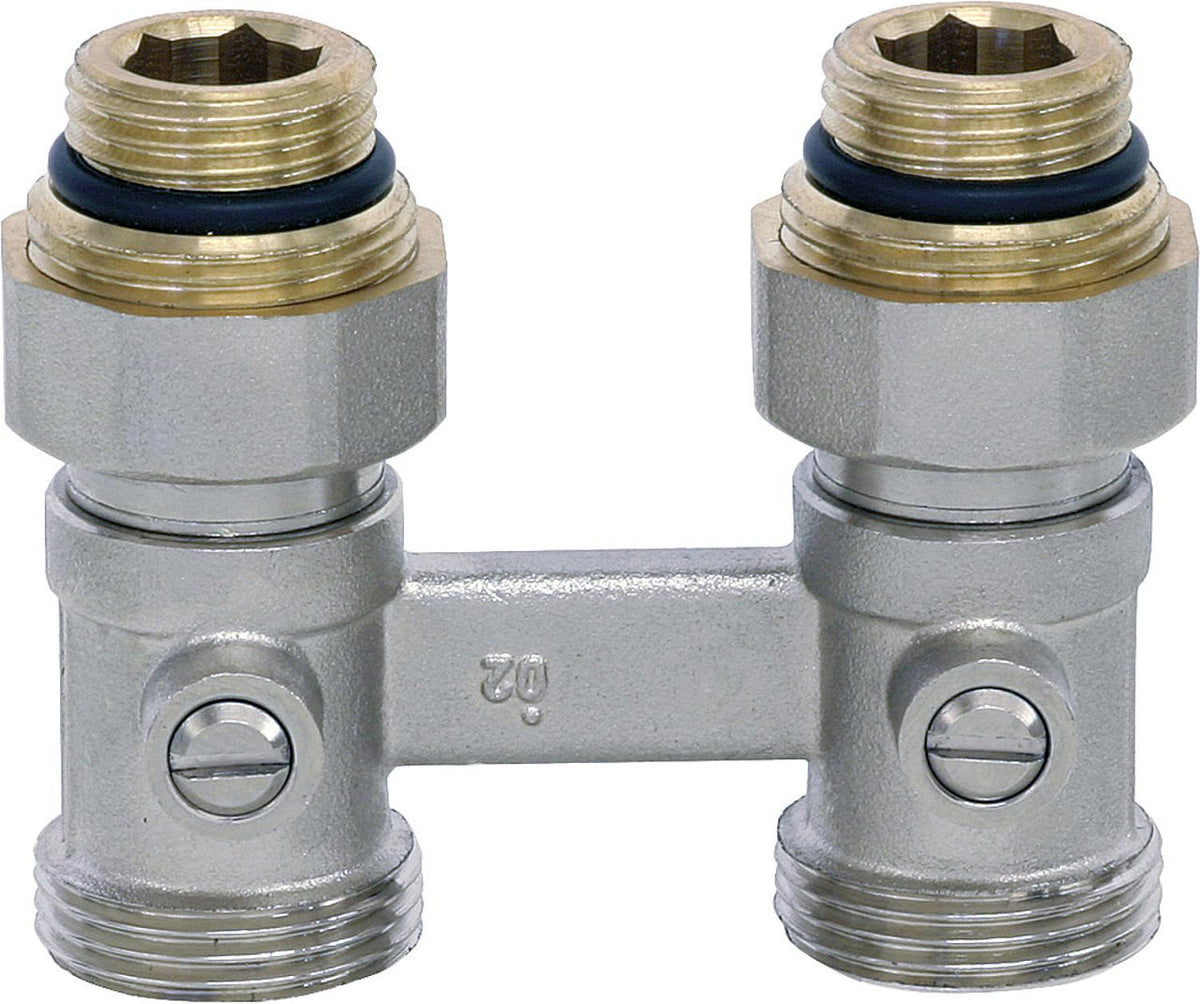 Raccord double à boisseau sphérique bitube DN 15 (1/2") mâle