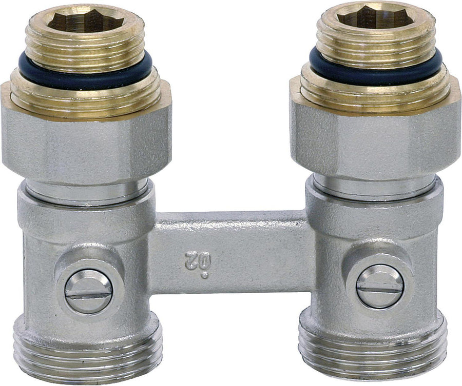 Raccord double à boisseau sphérique bitube DN 15 (1/2") mâle