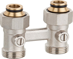 Raccord double à boisseau sphérique bitube DN 20 (3/4") femelle × eurocône