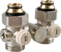 Raccord double à boisseau sphérique monotube avec bypass DN 20 (3/4") femelle × eurocône, droit